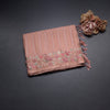 Raw Silk Light Orange Zari Stripes Saree And Thread Border