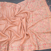 Raw Silk Light Orange Zari Stripes Saree And Thread Border