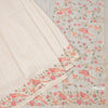 Raw Silk Cream Saree With Zari Stripes And Thread Border