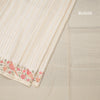 Raw Silk Cream Saree With Zari Stripes And Thread Border