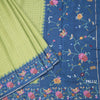 Raw Silk Parrot Green Zari Checked Saree And Thread Border
