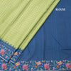 Raw Silk Parrot Green Zari Checked Saree And Thread Border