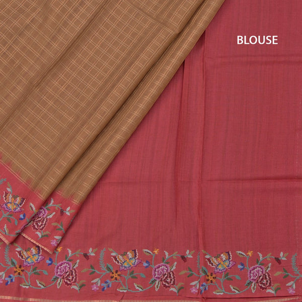 Raw Silk Golden Yellow Zari Checked Saree And Thread Border