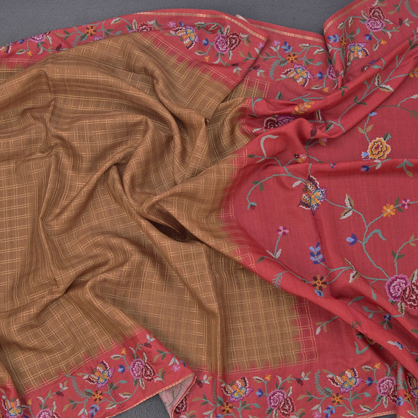 Raw Silk Golden Yellow Zari Checked Saree And Thread Border