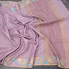 Raw Silk Lilac Purple Zari Stripes Saree And Thread Border 02