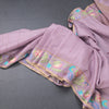 Raw Silk Lilac Purple Zari Stripes Saree And Thread Border 02