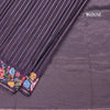 Raw Silk Dark Purple Zari Stripes Saree And Thread Border