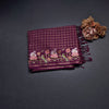 Raw Silk Dark Maroon Zari Checked Saree And Thread Border