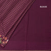 Raw Silk Dark Maroon Zari Checked Saree And Thread Border