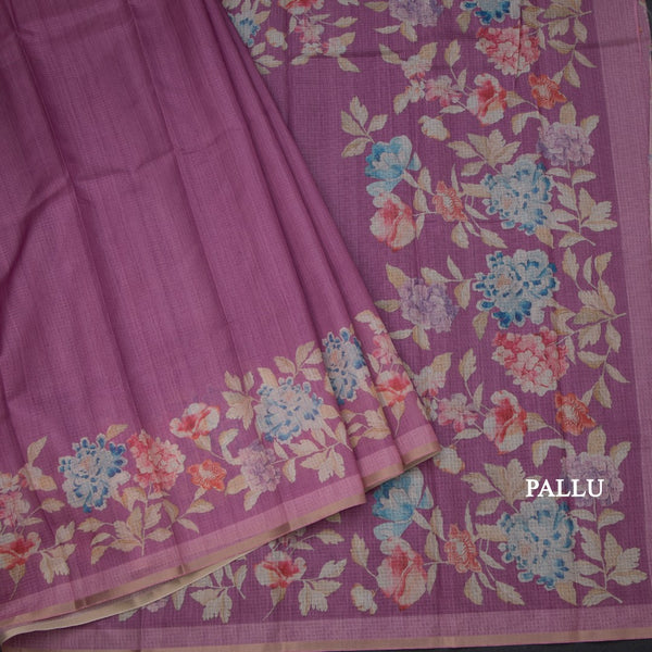 Kota Thulian Pink Floral Printed Saree