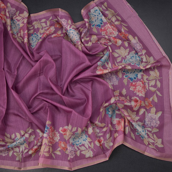 Kota Thulian Pink Floral Printed Saree
