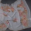 Semi Linen Light Grey Leaf Printed Saree
