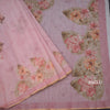 Semi Linen Light Pink Leaf Printed Saree