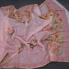 Semi Linen Light Pink Leaf Printed Saree