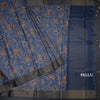 Semi Raw Silk Pigeon Blue Floral Printed Saree