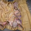 Semi Raw Silk Golden Yellow Floral Printed Saree