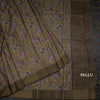 Semi Raw Silk Olive Green Floral Printed Saree 04