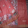 Semi Raw Silk Reddish Pink Floral Printed Saree