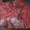 Semi Raw Silk Reddish Pink Floral Printed Saree
