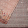 Semi Linen Light Peach Floral Printed Saree