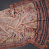Semi Linen Light Peach Floral Printed Saree