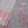 Semi Linen Light Grey Floral Printed Saree