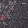 Semi Raw Silk Dark Grey Printed Saree With Floral Creeper Design