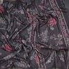 Semi Raw Silk Dark Grey Printed Saree With Floral Creeper Design