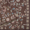 Semi Raw Silk Brown Printed Saree With Floral Creeper Design