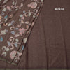 Semi Raw Silk Brown Printed Saree With Floral Creeper Design