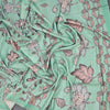 Semi Raw Silk Mint Green Printed Saree With Floral Creeper Design