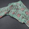 Semi Raw Silk Mint Green Printed Saree With Floral Creeper Design