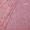 Semi Raw Silk Pink Printed Saree With Floral Creeper Design