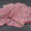 Semi Raw Silk Pink Printed Saree With Floral Creeper Design