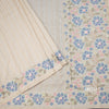 Raw Silk Cream Saree With Zari Stripes And Thread Border 02