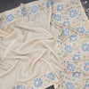 Raw Silk Cream Saree With Zari Stripes And Thread Border 02