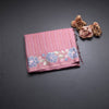 Raw Silk Pink Saree With Zari Stripes And Thread Border