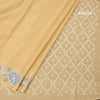 Raw Silk Pastel Yellow Saree With Zari Stripes And Thread Border