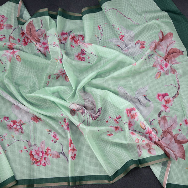 Kota Mint Green Floral Printed Saree