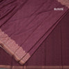 Semi Raw Silk Maroon Plain Saree With Printed Paisley Design