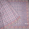 Raw Silk Lavender Printed Saree With Thread Border