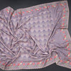 Raw Silk Lavender Printed Saree With Thread Border