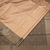 Tussar Peach Saree With Zari Buttas And Peacock Border
