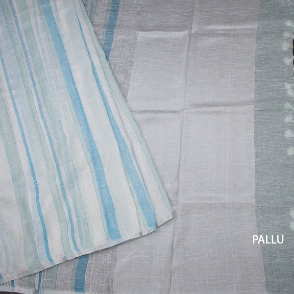 Linen Multi Colour Borderless Saree With Stripes Design