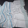Linen Multi Colour Borderless Saree With Stripes Design