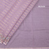 Organza Lavender Zari Stripes Saree With Thread Border