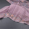 Organza Lavender Zari Stripes Saree With Thread Border