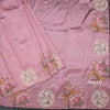 Raw Silk Onion Pink Saree With Thread Buttas And Cut Work Border