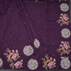 Raw Silk Dark Purple Saree With Thread Buttas And Cut Work Border