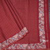 Raw Silk Maroon Zari Checked Saree And Thread Border